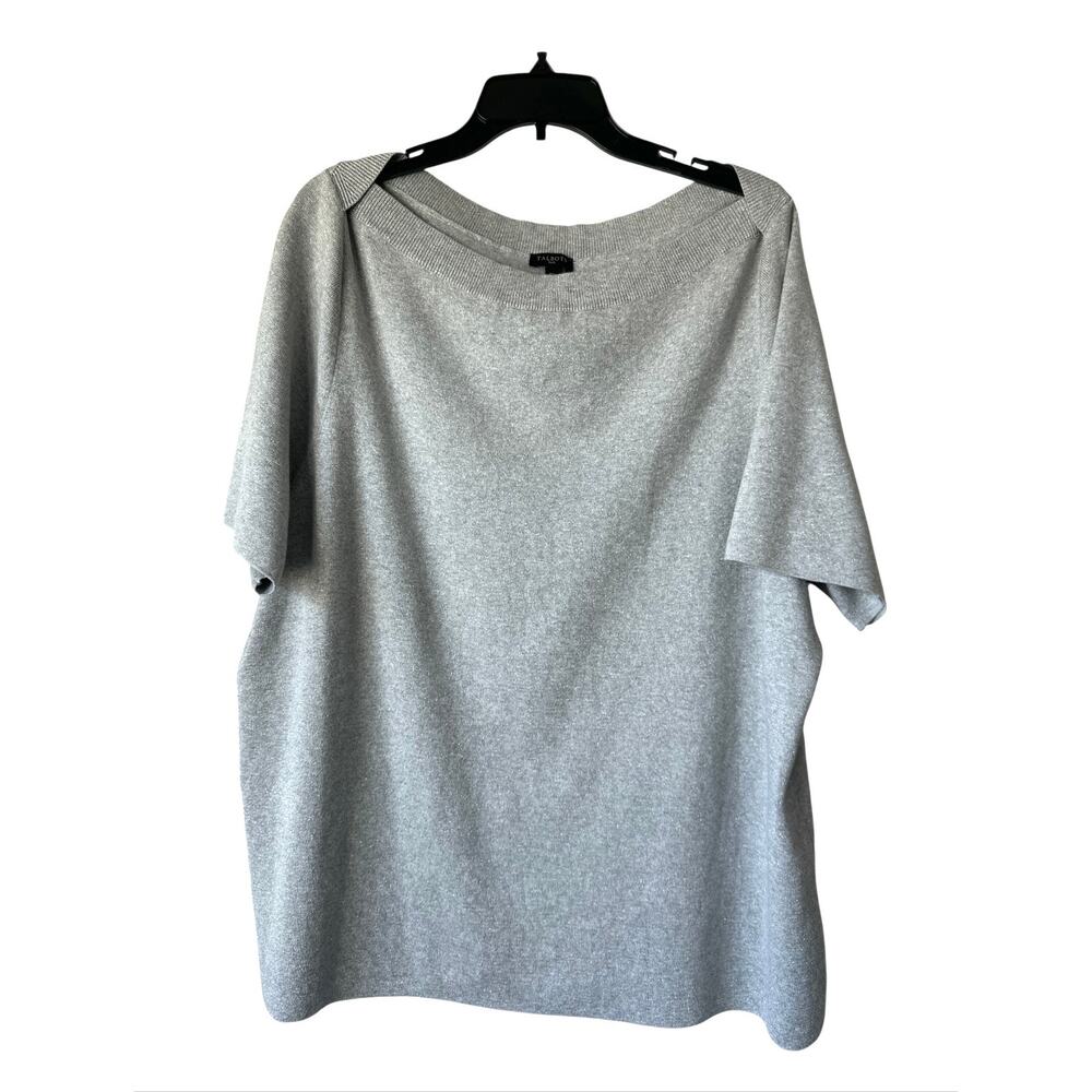 TALBOT Gray Metallic Shimmer Top Boat Neck Short Sleeves Women’s Plus Size 3X